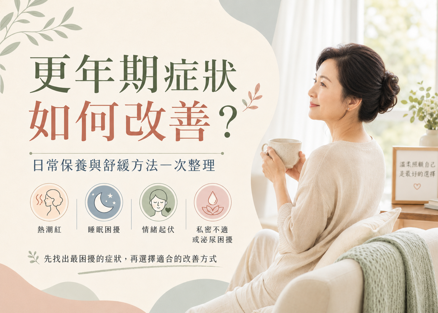 更年期症狀如何改善？日常保養與舒緩方法一次整理